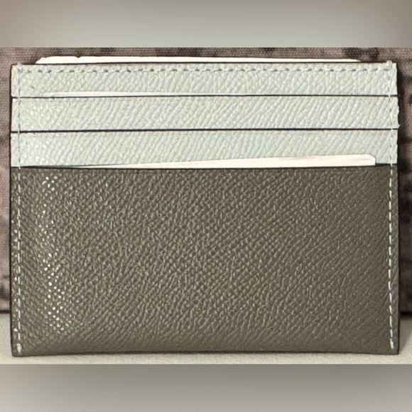 NWT Coach Colorblock Flat Card Case Crossgrain Leather Heather Grey Multi 12070 - Picture 3 of 5